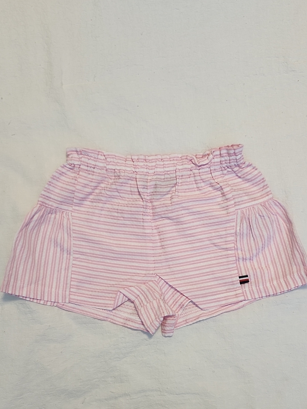 Tommy Hilfiger Girls Pink White Striped Tie Front Top & Ruffled Shorts Set NWT - Picture 8 of 10